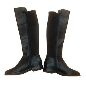 Cole Haan Black Leather Stretch Knee High Dutchess Otk Motorcycle Boots Size 6